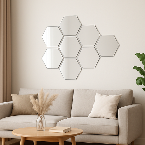 Lustro srebrne heksagon 330x286mm