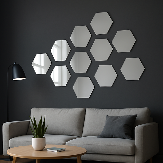 Lustro srebrne heksagon 180x156mm
