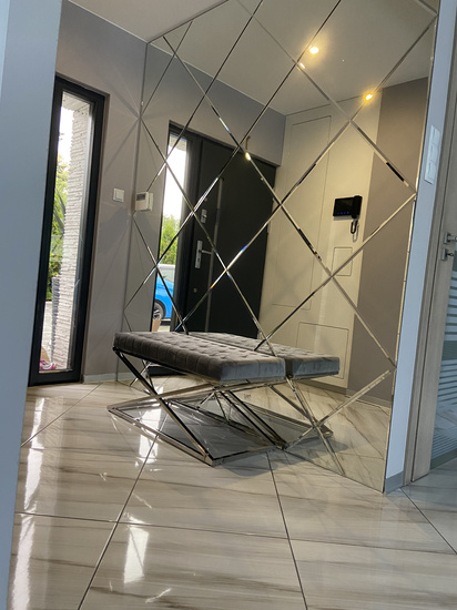 Piękne lustra ozdobne w karo płytki lustrzane fazowane 1673x2509 mm faza 12mm