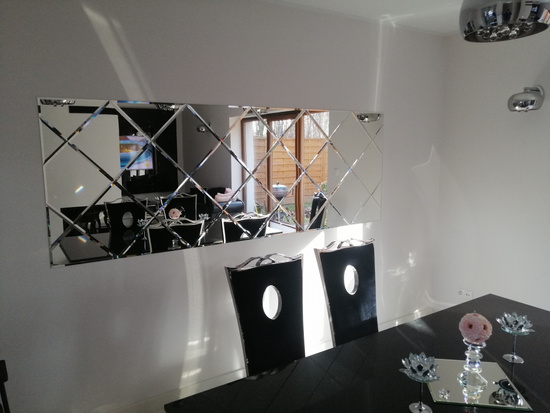 Lustro Glamour w romby płytki lustrzane fazowane 1400mm x 2450mm faza 12mm