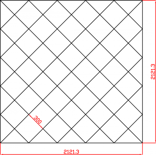 Piękne lustra ozdobne w karo płytki lustrzane fazowane 2121,3mm x 2121,3mm faza 12mm