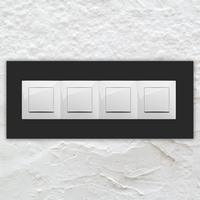 Osłona, ramka szklana pod włącznik światła lub gniazdko czarna poczwórna