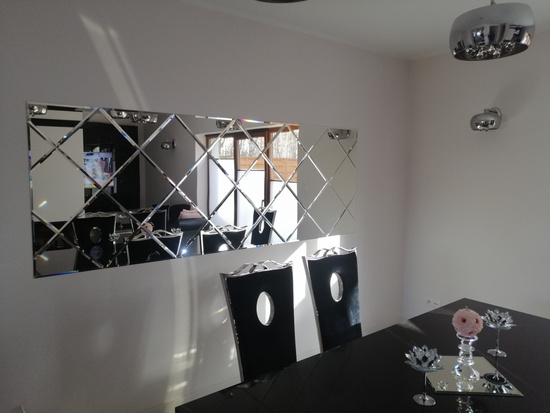 Piękne lustra ozdobne w karo płytki lustrzane fazowane 1673x2509 mm faza 12mm