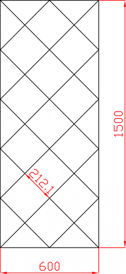 Lustro Glamour w romby płytki lustrzane fazowane 600mm x 1500mm faza 12mm