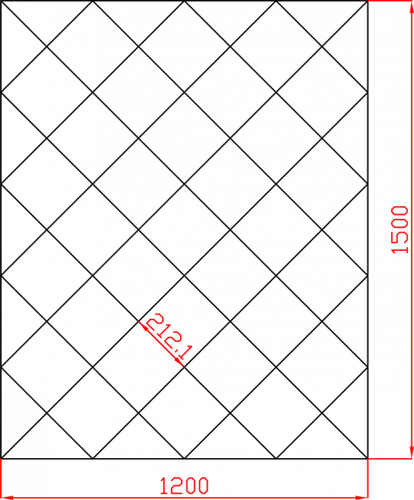 Lustro Glamour w romby płytki lustrzane fazowane 1200mm x 1500mm faza 12mm