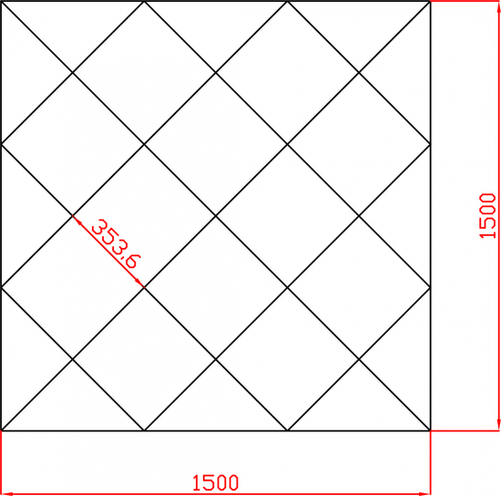 Lustro Glamour w karo płytki lustrzane fazowane 1500mm x 1500mm faza 12mm