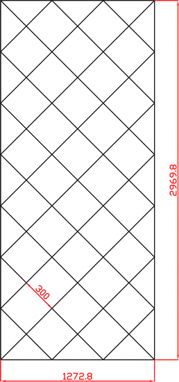 Piękne lustra ozdobne w karo płytki lustrzane fazowane1272,8mm x 2969,8mm faza 12mm