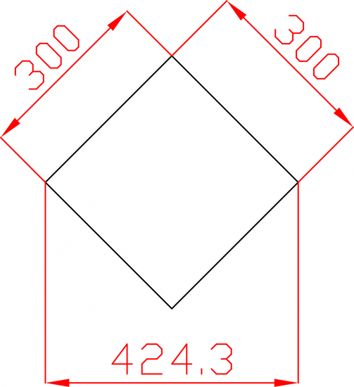 Kafelki lustrzane fazowane lustro srebrne kwadrat 300mm x 300mm (przekątna 424,3mm)