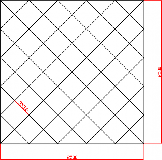 Lustro Glamour w karo płytki lustrzane fazowane 2500mm x 2500mm faza 12mm