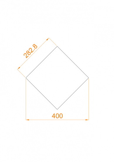 Płytki fazowane lustrzane, lustro srebrne kwadrat 282,8mm x 282,8mm (przekątna 400mm)