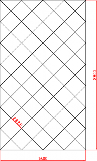 Lustro Glamour w romby płytki lustrzane fazowane 1600mm x 2800mm faza 12mm