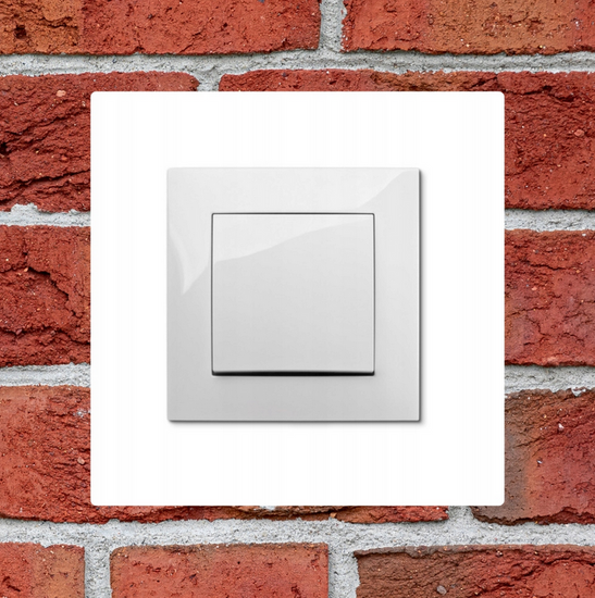 Osłona, ramka szklana pod włącznik światła lub gniazdko biała pojedyncza