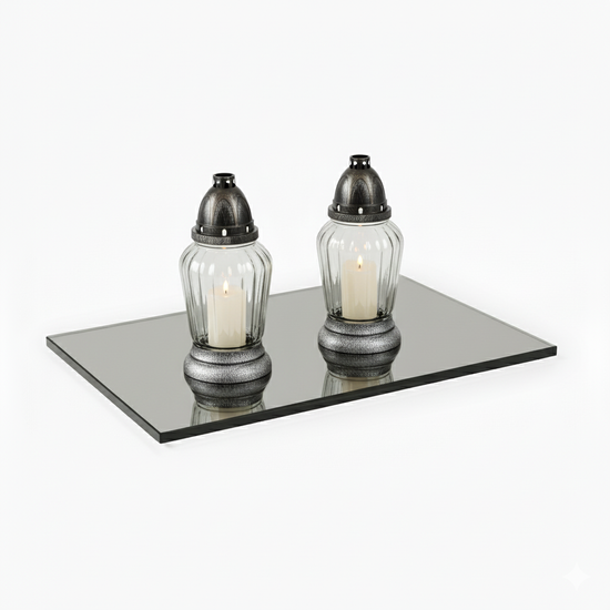 Szklana podstawka pod znicze lub świece 400x300mm grafitowa