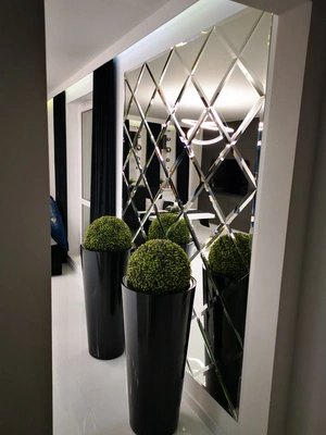 Lustro Glamour w romby płytki lustrzane fazowane 600mm x 1500mm faza 12mm