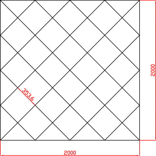 Lustro Glamour w karo płytki lustrzane fazowane 2000mm x 2000mm faza 12mm