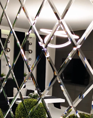 Lustro Glamour w romby płytki lustrzane fazowane 600x1200 mm faza 12mm