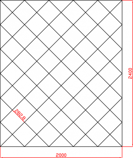 Lustro Glamour w romby płytki lustrzane fazowane 2000mm x 2400mm faza 12mm