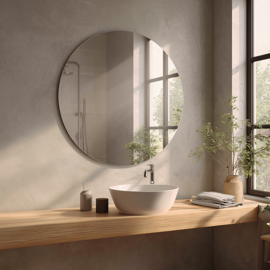 Lustro okrągłe srebrne 4mm dekoracyjne, loft, koło fi 550mm szlifowane