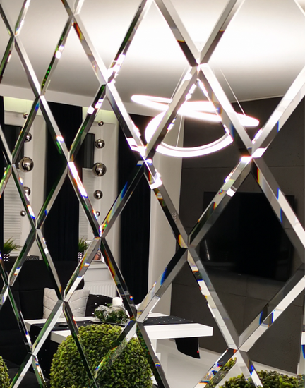 Lustro Glamour w romby płytki lustrzane fazowane 600mm x 1200mm faza 12mm