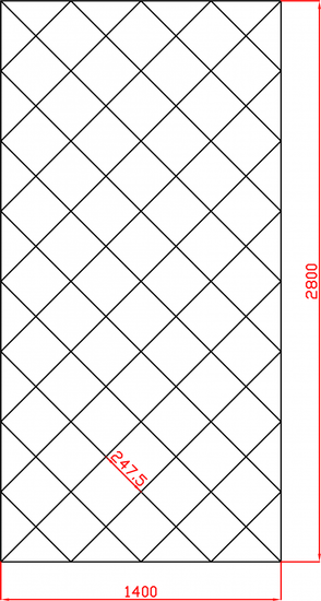 Lustro Glamour w karo płytki lustrzane fazowane 1400mm x 2800mm faza 12mm