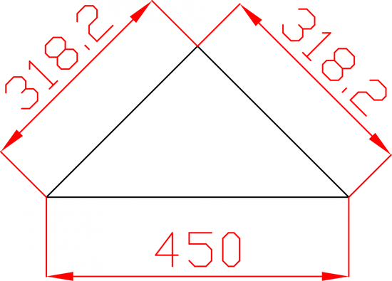 Płytka fazowana lustro srebrne trójkąt 318,2mm x 318,2mm (przekątna 450mm)