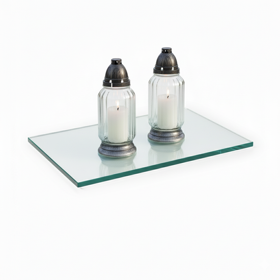 Szklana podstawka pod znicze lub świece 400x300mm bezbarwna