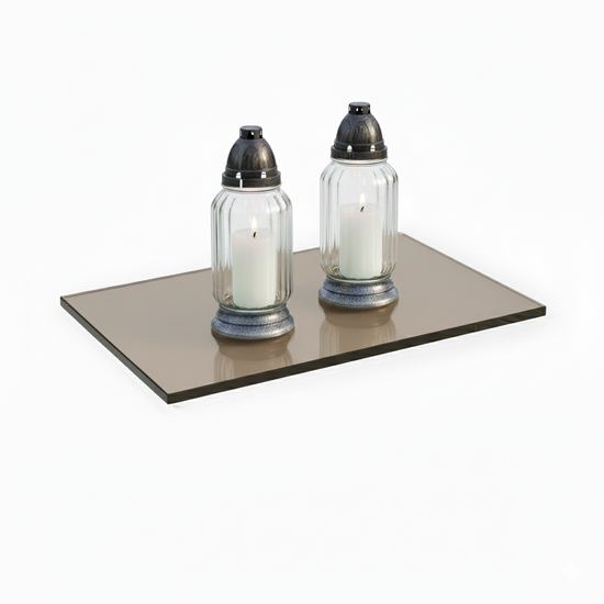 Szklana podstawka pod znicze lub świece 400x300mm brązowa