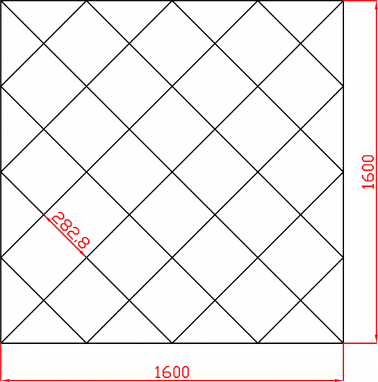 Lustro Glamour w romby płytki lustrzane fazowane 1600mm x 1600mm faza 12mm