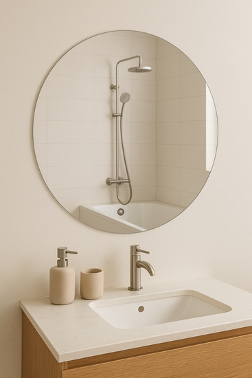 Lustro okrągłe srebrne 4mm dekoracyjne, loft, koło fi 550mm szlifowane