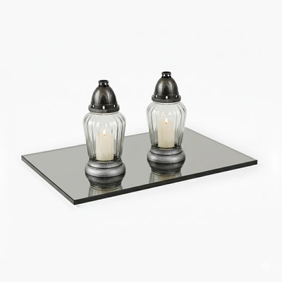 Szklana podstawka pod znicze lub świece 400x300mm grafitowa